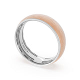 Rounded Brush Finish Wedding Band in 18kt White Gold & 18kt Rose Gold