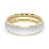 Rounded Brush Finish Wedding Band in 18kt Yellow Gold & 18kt White Gold