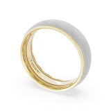 Rounded Brush Finish Wedding Band in 18kt Yellow Gold & 18kt White Gold