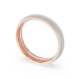 Rounded Brush Finish Wedding Band in 18kt Rose Gold & 18kt White Gold