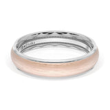 Rounded Brush Finish Wedding Band in 18kt Rose Gold & 18kt White Gold