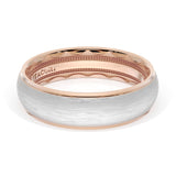 Rounded Brush Finish Wedding Band in 18kt Rose Gold & 18kt White Gold