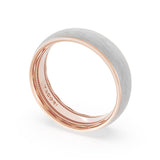 Rounded Brush Finish Wedding Band in 18kt Rose Gold & 18kt White Gold