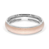 Rounded Brush Finish Wedding Band in Platinum & 18kt Rose Gold