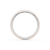 Rounded Brush Finish Wedding Band in Platinum & 18kt Rose Gold