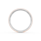 Rounded Brush Finish Wedding Band in Platinum & 18kt Rose Gold