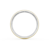 Rounded Brush Finish Wedding Band in Platinum & 18kt Yellow Gold