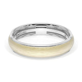 Rounded Brush Finish Wedding Band in Platinum & 18kt Yellow Gold