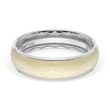 Rounded Brush Finish Wedding Band in Platinum & 18kt Yellow Gold