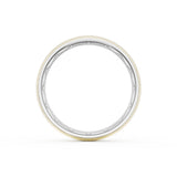 Rounded Brush Finish Wedding Band in Platinum & 18kt Yellow Gold