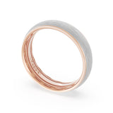 Rounded Brush Finish Wedding Band in 18kt Rose Gold & Platinum