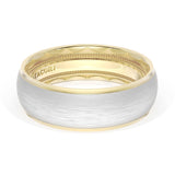Rounded Brush Finish Wedding Band in 18kt Yellow Gold & Platinum
