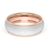 Rounded Brush Finish Wedding Band in 18kt Rose Gold & Platinum