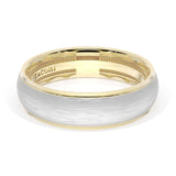 Rounded Brush Finish Wedding Band in 18kt Yellow Gold & Platinum