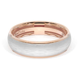 Rounded Brush Finish Wedding Band in 18kt Rose Gold & Platinum