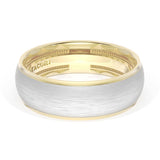 Rounded Brush Finish Wedding Band in 18kt Yellow Gold & Platinum
