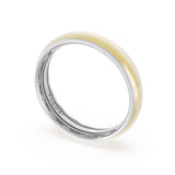 Rounded High Polish Finish Wedding Band in 18kt White Gold & 18kt Yellow Gold