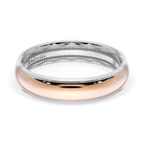 Rounded High Polish Finish Wedding Band in 18kt White Gold & 18kt Rose Gold