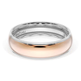 Rounded High Polish Finish Wedding Band in 18kt White Gold & 18kt Rose Gold