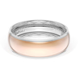 Rounded High Polish Finish Wedding Band in 18kt White Gold & 18kt Rose Gold