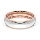 Rounded High Polish Finish Wedding Band in 18kt Rose Gold & 18kt White Gold