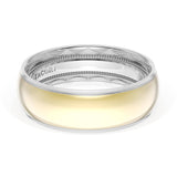 Rounded High Polish Finish Wedding Band in Platinum & 18kt Yellow Gold
