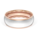 Rounded High Polish Finish Wedding Band in 18kt Rose Gold & Platinum