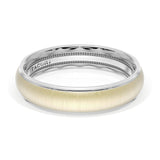 Rounded Satin Finish Wedding Band in 18kt White Gold & 18kt Yellow Gold