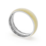 Rounded Satin Finish Wedding Band in 18kt White Gold & 18kt Yellow Gold