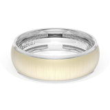 Rounded Satin Finish Wedding Band in 18kt White Gold & 18kt Yellow Gold