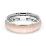 Rounded Satin Finish Wedding Band in 18kt White Gold & 18kt Rose Gold