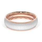 Rounded Satin Finish Wedding Band in 18kt Rose Gold & 18kt White Gold