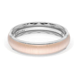 Rounded Satin Finish Wedding Band in Platinum & 18kt Rose Gold