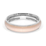 Rounded Satin Finish Wedding Band in Platinum & 18kt Rose Gold