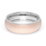 Rounded Satin Finish Wedding Band in Platinum & 18kt Rose Gold