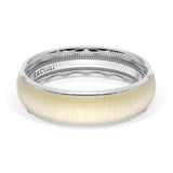 Rounded Satin Finish Wedding Band in Platinum & 18kt Yellow Gold