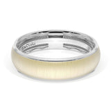Rounded Satin Finish Wedding Band in Platinum & 18kt Yellow Gold