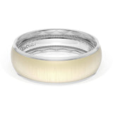 Rounded Satin Finish Wedding Band in Platinum & 18kt Yellow Gold