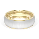 Rounded Satin Finish Wedding Band in 18kt Yellow Gold & Platinum