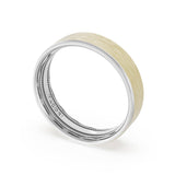 Flat Brush Finish Wedding Band in 18kt White Gold & 18kt Yellow Gold