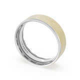 Flat Brush Finish Wedding Band in 18kt White Gold & 18kt Yellow Gold