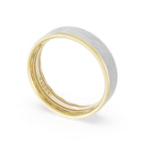 Flat Brush Finish Wedding Band in 18kt Yellow Gold & 18kt White Gold