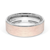 Flat Brush Finish Wedding Band in Platinum & 18kt Rose Gold