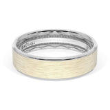 Flat Brush Finish Wedding Band in Platinum & 18kt Yellow Gold