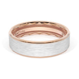 Flat Brush Finish Wedding Band in 18kt Rose Gold & Platinum