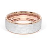 Flat Brush Finish Wedding Band in 18kt Rose Gold & Platinum