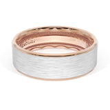 Flat Brush Finish Wedding Band in 18kt Rose Gold & Platinum