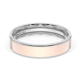 Flat High Polish Finish Wedding Band in Platinum & 18kt Rose Gold