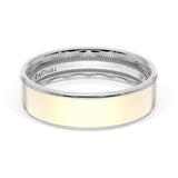 Flat High Polish Finish Wedding Band in Platinum & 18kt Yellow Gold