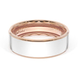 Flat High Polish Finish Wedding Band in 18kt Rose Gold & Platinum